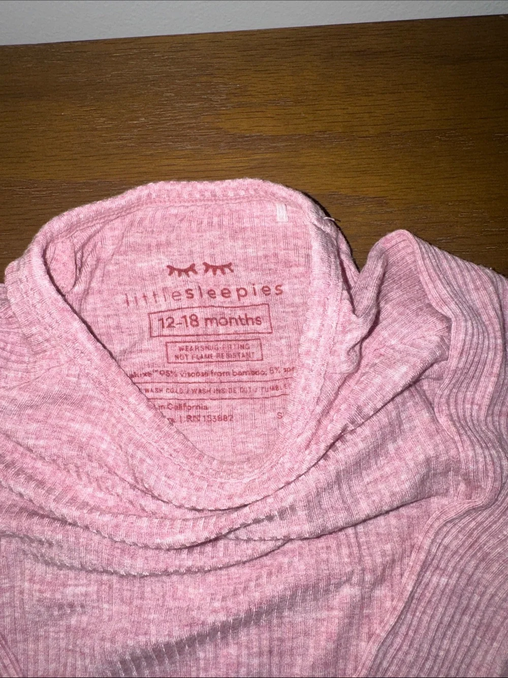 Little Sleepies Ribbed Pink Crescent Zippy 12-18M